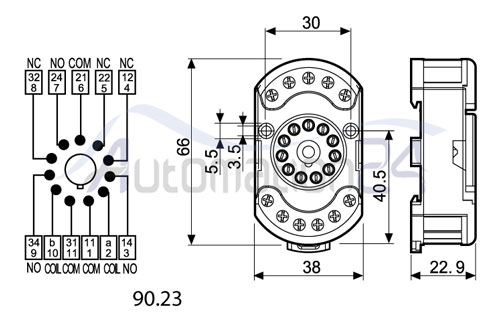 ابعاد سوکت 9023 ابعاد سوکت 9023 - فروشگاه اتوماسیون 24
